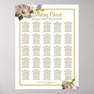 25 Table Wedding Seating Chart Pastel Floral