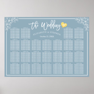 25 Tables Blue White Floral Wedding Seating Chart