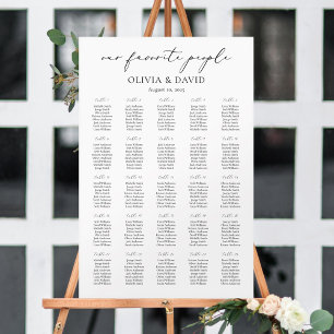 25 Tables Simple Our Favourite People Seating Char Poster