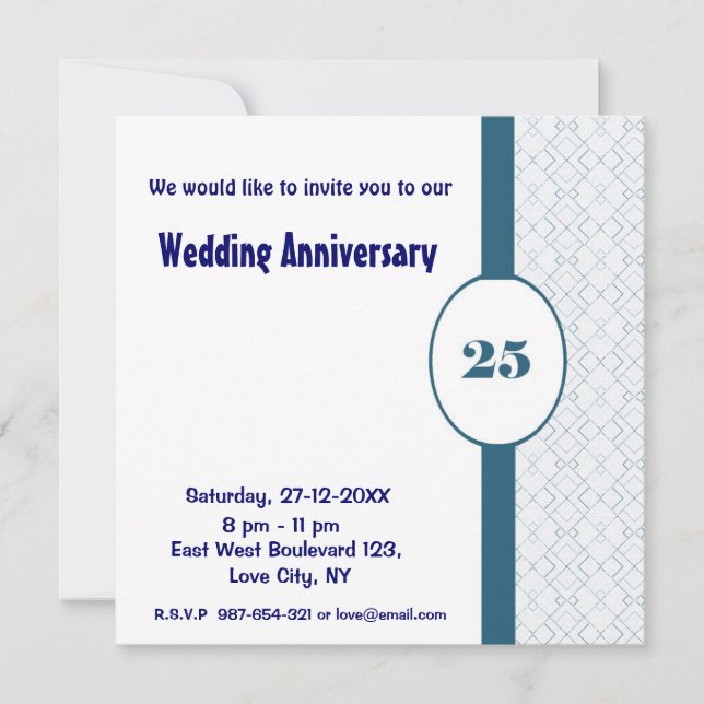 25 th Wedding Anniversary Party Invitation (Front)