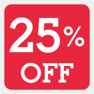 25% twenty five Percent OFF discount sale Square Sticker