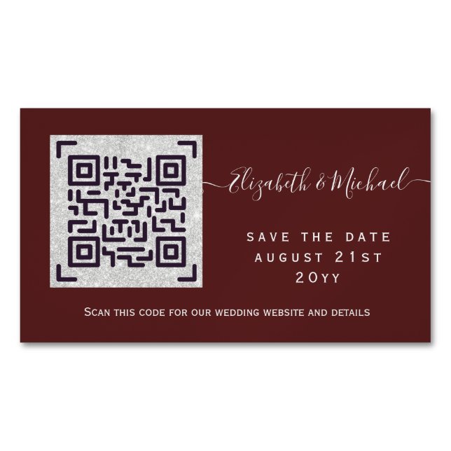 25 x MAGNETIC QR SCANNING CODE Wedding SAVE DATES Business Card (Front)