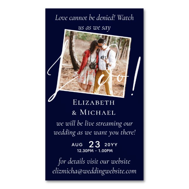 25 x Magnetic Wedding Livestreaming Save the Date Business Card (Front Vertical)