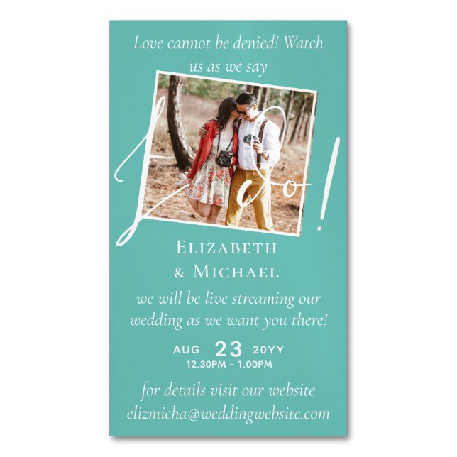 25 x Magnetic Wedding Livestreaming Save the Date Business Card (Front Vertical)