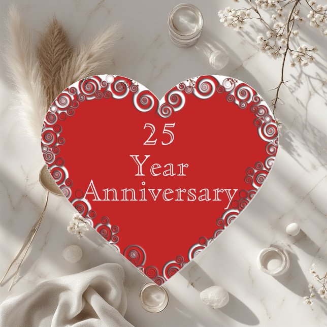 25 Year Anniversary Milestone Romantic Modern  Heart Sticker (25 Year Anniversary Milestone Romantic Modern Heart Sticker)