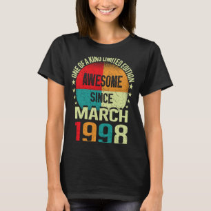 25 Year Awesome Since March 1998 Vintage 25th Birt T-Shirt