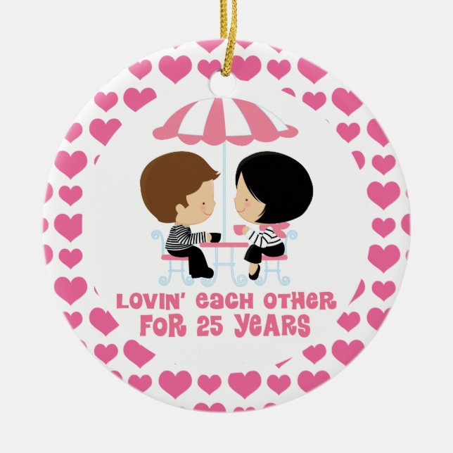 25 Year Couples Anniversary Ornament (Front)