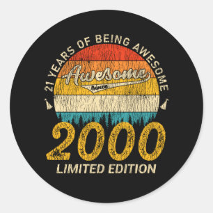 25 Year Old 2000 Retro Awesome 25th Birthday Gift Classic Round Sticker
