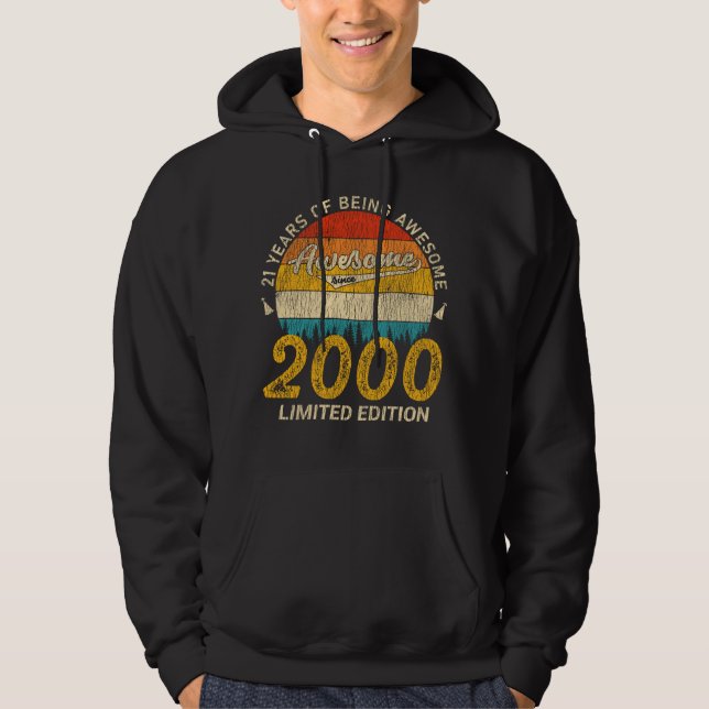 25 Year Old 2000 Retro Awesome 25th Birthday Gift Hoodie (Front)