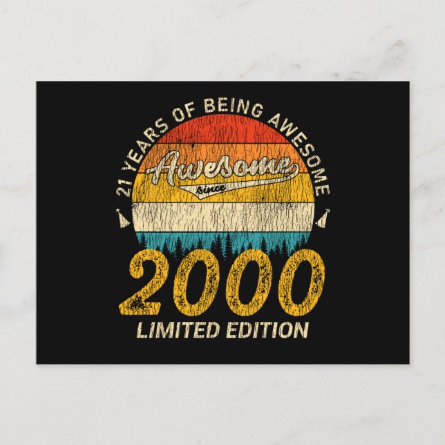 25 Year Old 2000 Retro Awesome 25th Birthday Gift Postcard (Front)