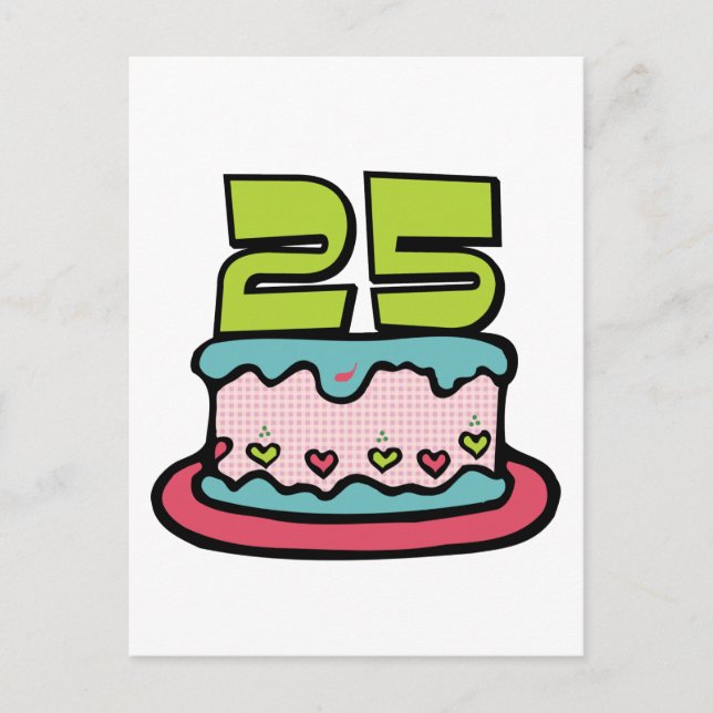 25 Year Old Birthday Cake Postcard (Front)