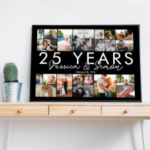 25 year wedding anniversary photo collage editable poster