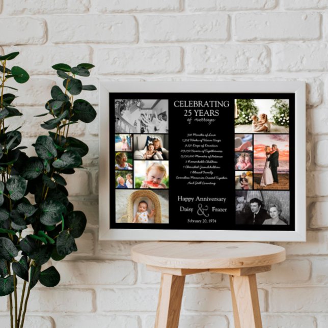 25 year wedding anniversary photo collage editable poster (Creator Uploaded)