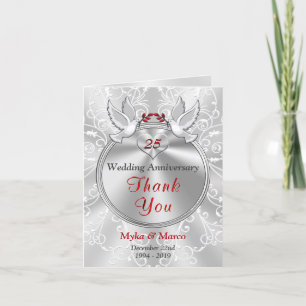 25 year Wedding Anniversary Thank You Note Cards