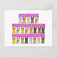 25 Year Work Anniversary Congratulations Cute Cats