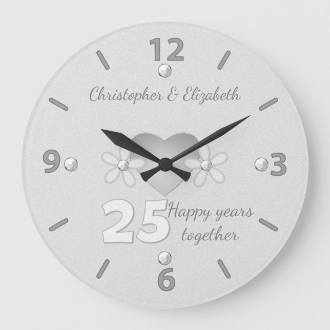 25 years anniversary with names large clock (Front)