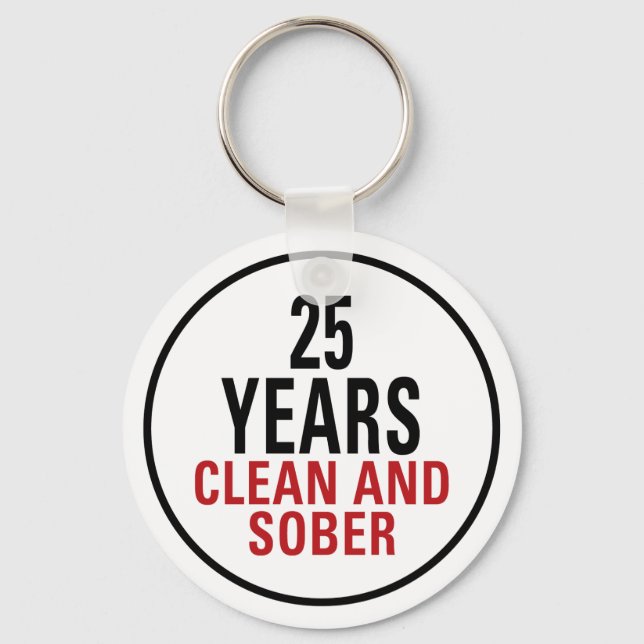 25 Years Clean and Sober Key Ring (Front)