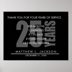 25 Years Retirement or Employee Appreciation Gift Poster