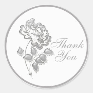25 Years Silver Peony Thank You Sticker