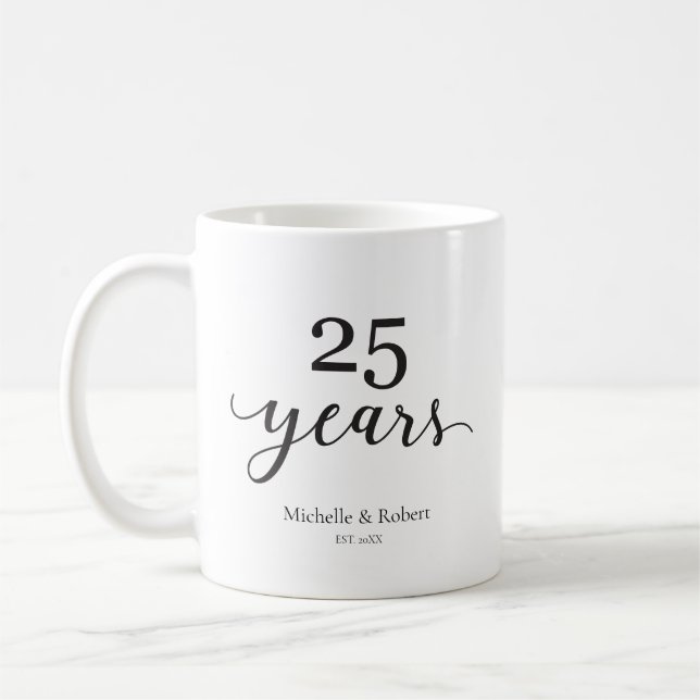 25 Years Silver wedding Anniversary Elegant Coffee Mug (Left)