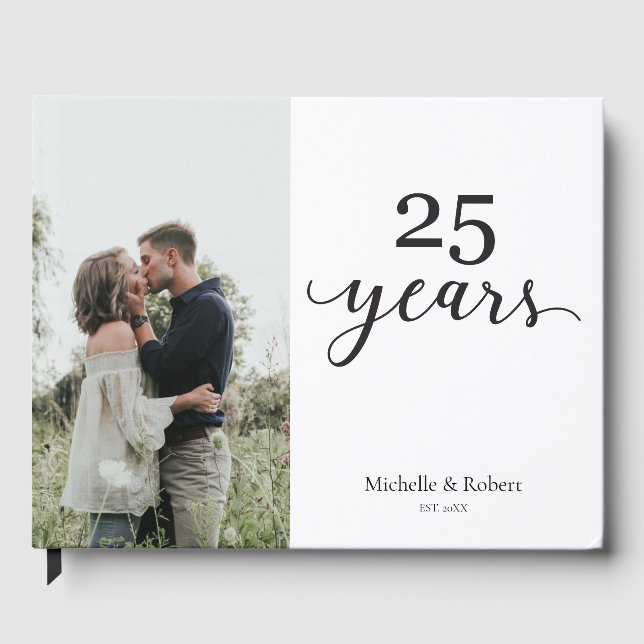 25 Years Silver wedding Anniversary Minimalist Guest Book (Front)