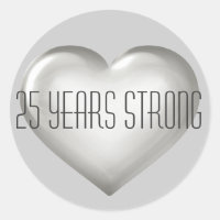 25 Years Strong silver heart 25th anniversary