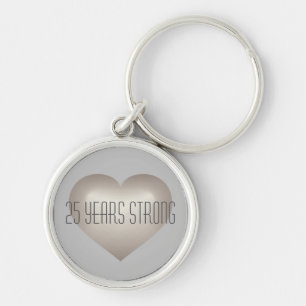 25 Years Strong Silver Heart Key Ring