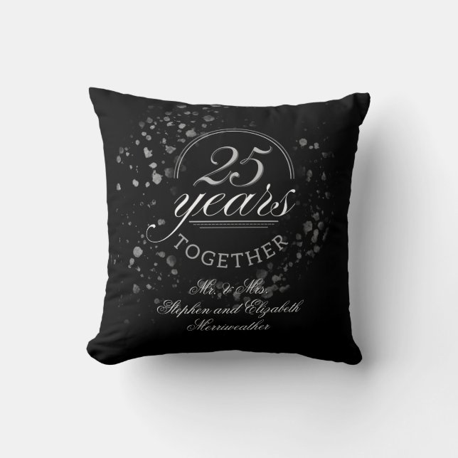 25 Years Together Silver Wedding Anniversary Gift Cushion (Front)