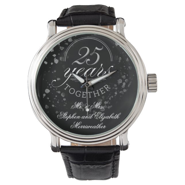 25 Years Together Silver Wedding Anniversary Gift Watch (Front)