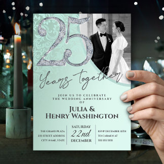 25 Years Together Silver Wedding Anniversary Invitation