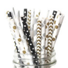 25pk of Gold, Silver and Black Paper Straws