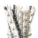 25pk of Gold, Silver and Black Paper Straws