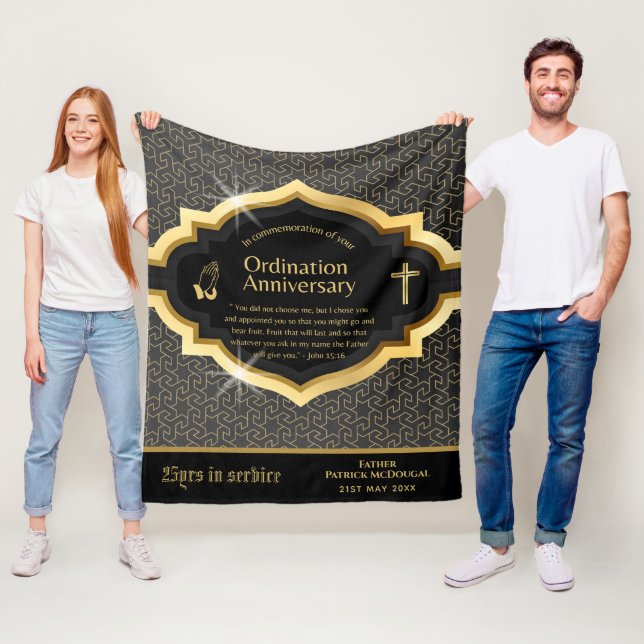 25th 50th ANY Priest Ordination Anniversary Gift Fleece Blanket (In Situ)