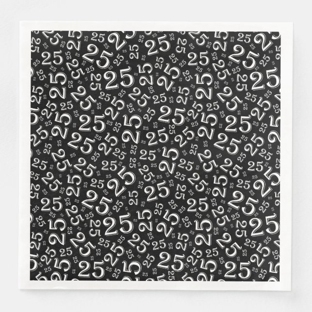 25th Age Random Number Pattern Black/White Napkin (Front)