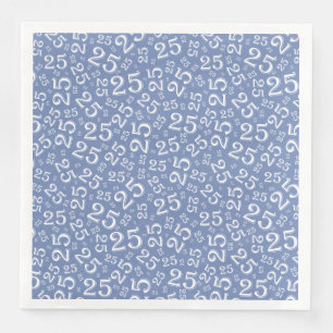 25th Age Random Number Pattern Blue/White Napkin