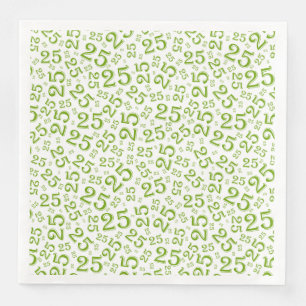 25th Age Random Number Pattern Green/White Napkin