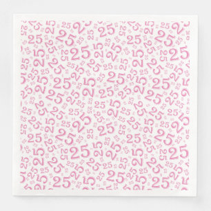 25th Age Random Number Pattern pink/White Napkin