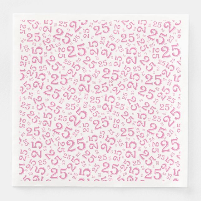 25th Age Random Number Pattern pink/White Napkin (Front)