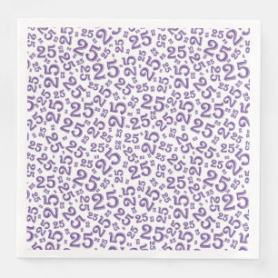 25th Age Random Number Pattern Purple/White Napkin
