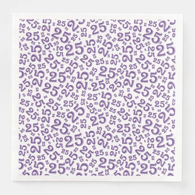 25th Age Random Number Pattern Purple/White Napkin (Front)