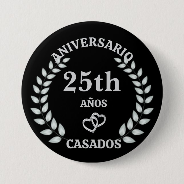 25TH ANNIVERSARIO DE BODA 7.5 CM ROUND BADGE (Front)