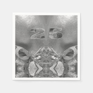25th Anniversary 25 Years Jubilee Chic Silver Grey Napkin