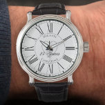 25th Anniversary - 25 Years Personalised Watch<br><div class="desc">A watch designed to celebrate 25 years of marriage. 25th wedding anniversary watch. Silver wedding gift. Features a Heart shaped motif,  and records both names. Wedding anniversary watch for husband.</div>
