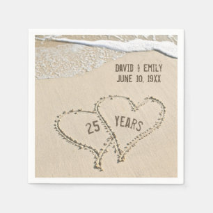 25th Anniversary Beach Hearts Napkins