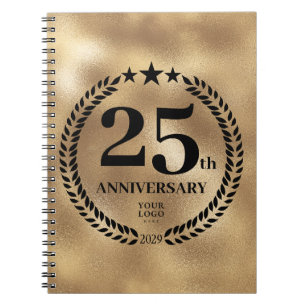 25th Anniversary Business Logo Gold Notebook