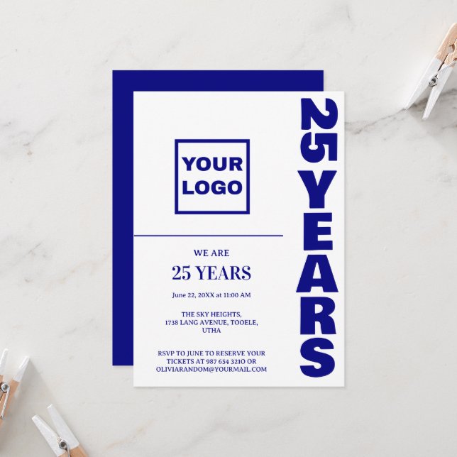 25th Anniversary celebration business logo Invitation (Front/Back In Situ)