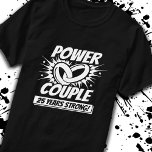 25th Anniversary Couples Married 25 Years Strong T-Shirt<br><div class="desc">This fun 25th wedding anniversary design is perfect for couples married 25 years to celebrate their marriage! Great to celebrate with your husband or wife or for your parent's 25 year wedding anniversary party! Features 'Power Couple - 25 Years Strong!' wedding anniversary quote w/ joined wedding rings in a blast...</div>