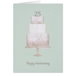 25th Anniversary Custom Cake Green Linen Card