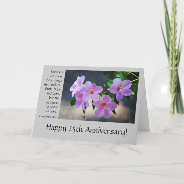 25th Anniversary, floral, bible verse about love Card (Front)