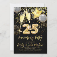 25th Anniversary Gold Glitter Confetti Champagne